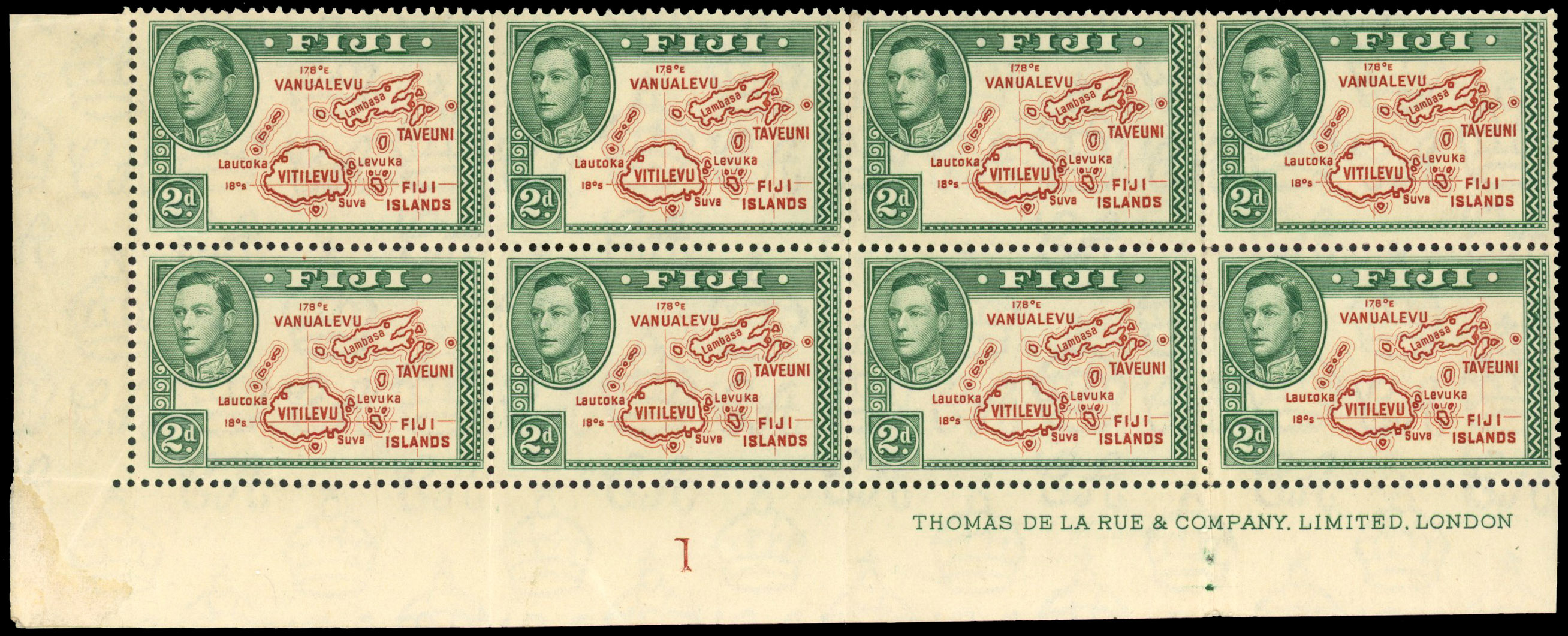 Fiji SG 253a Plate and imprint block mint