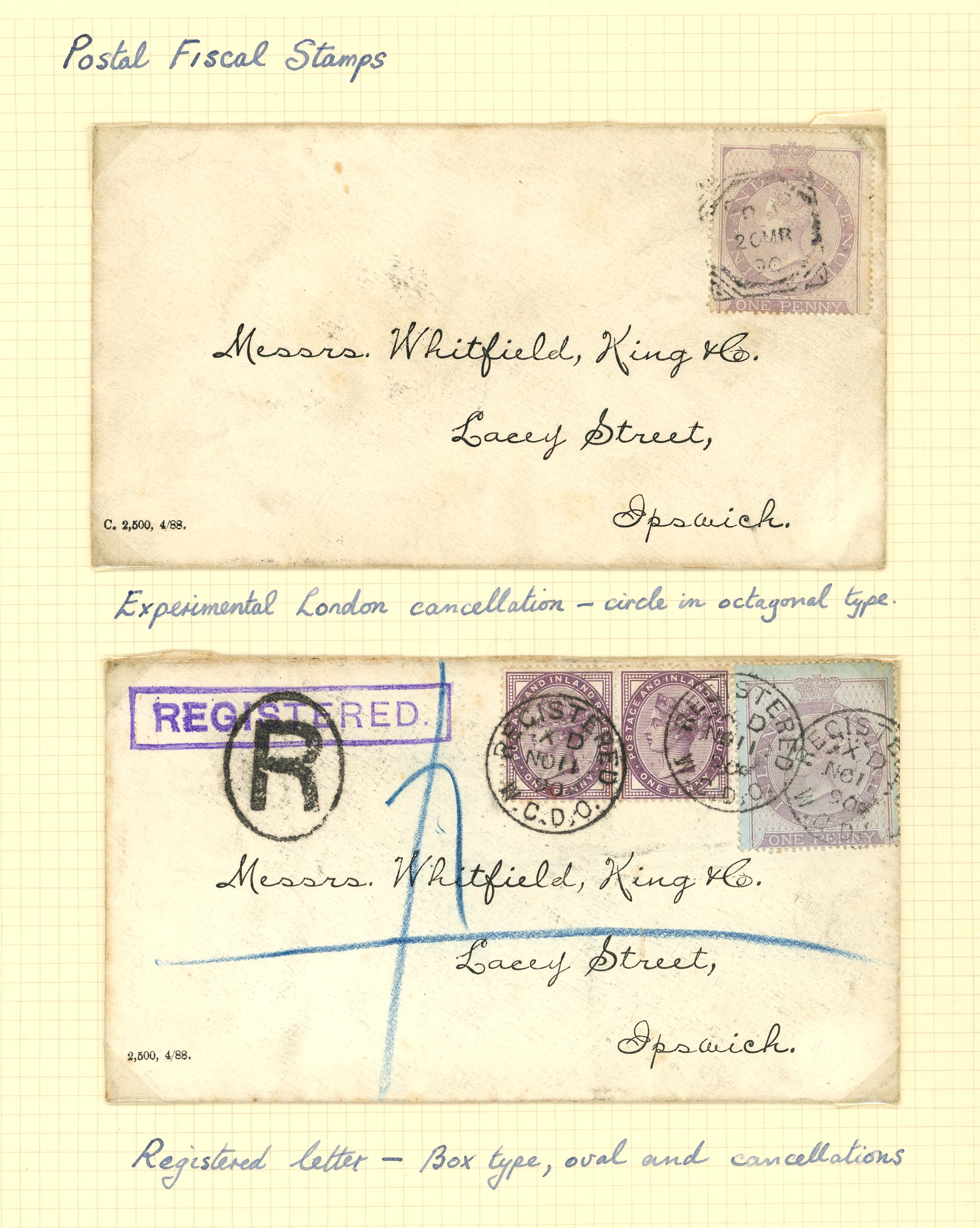 POSTAL FISCAL: group of three covers with...
