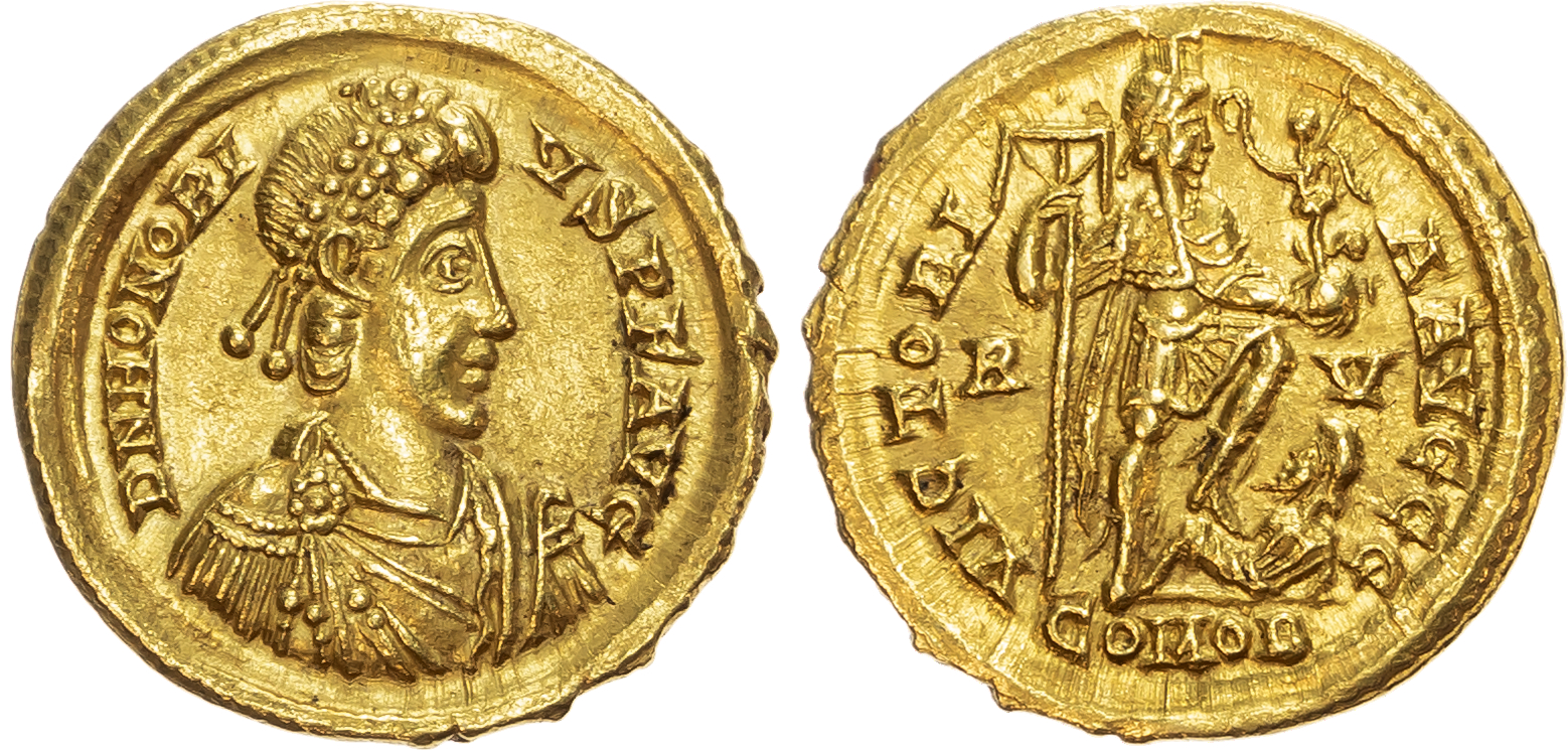 Honorius (AD 393-423) AV Solidus, Constantinople, AD 402-406, 4.51g. 