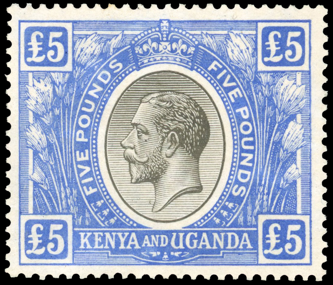 KUT 1922-27 £5 black and blue unmounted
