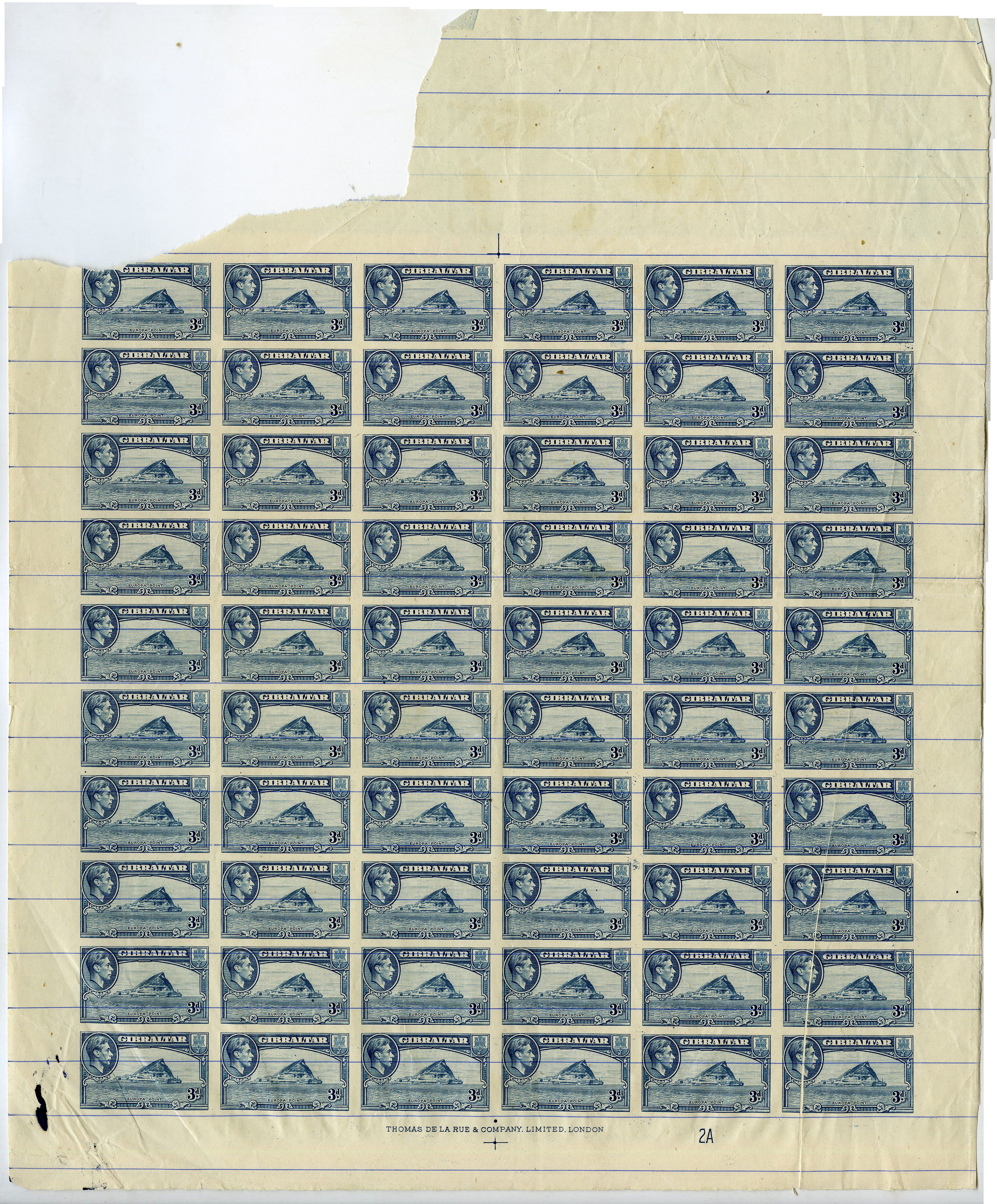 1944 (c.) 3d blue complete imperforate...
