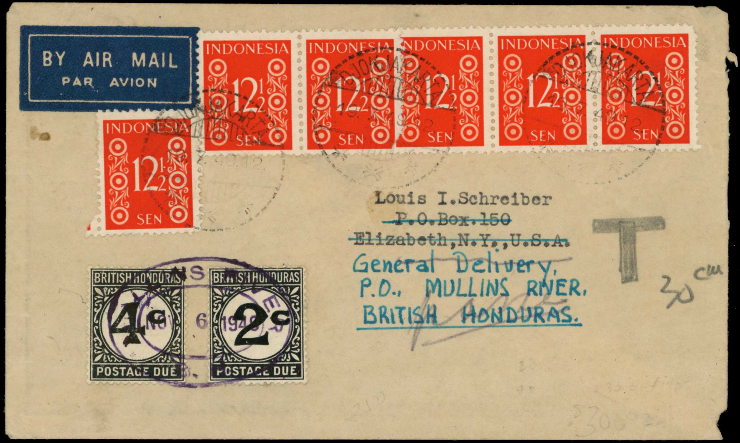 POSTAL HISTORY: 1949 underpaid cover...