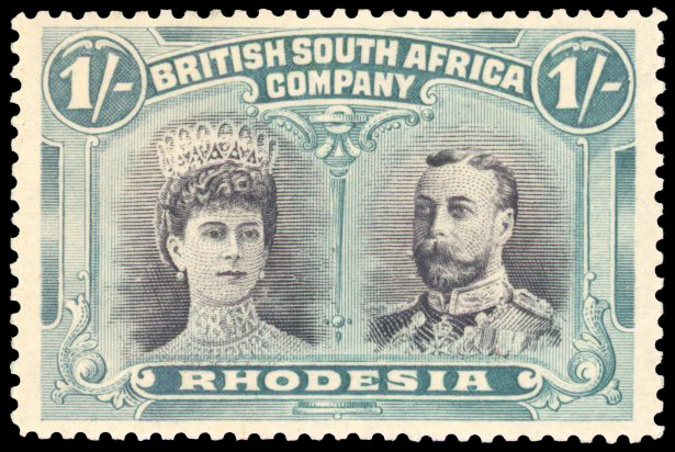 † 1/- slate-purple and dull blue-green RSC A, mint