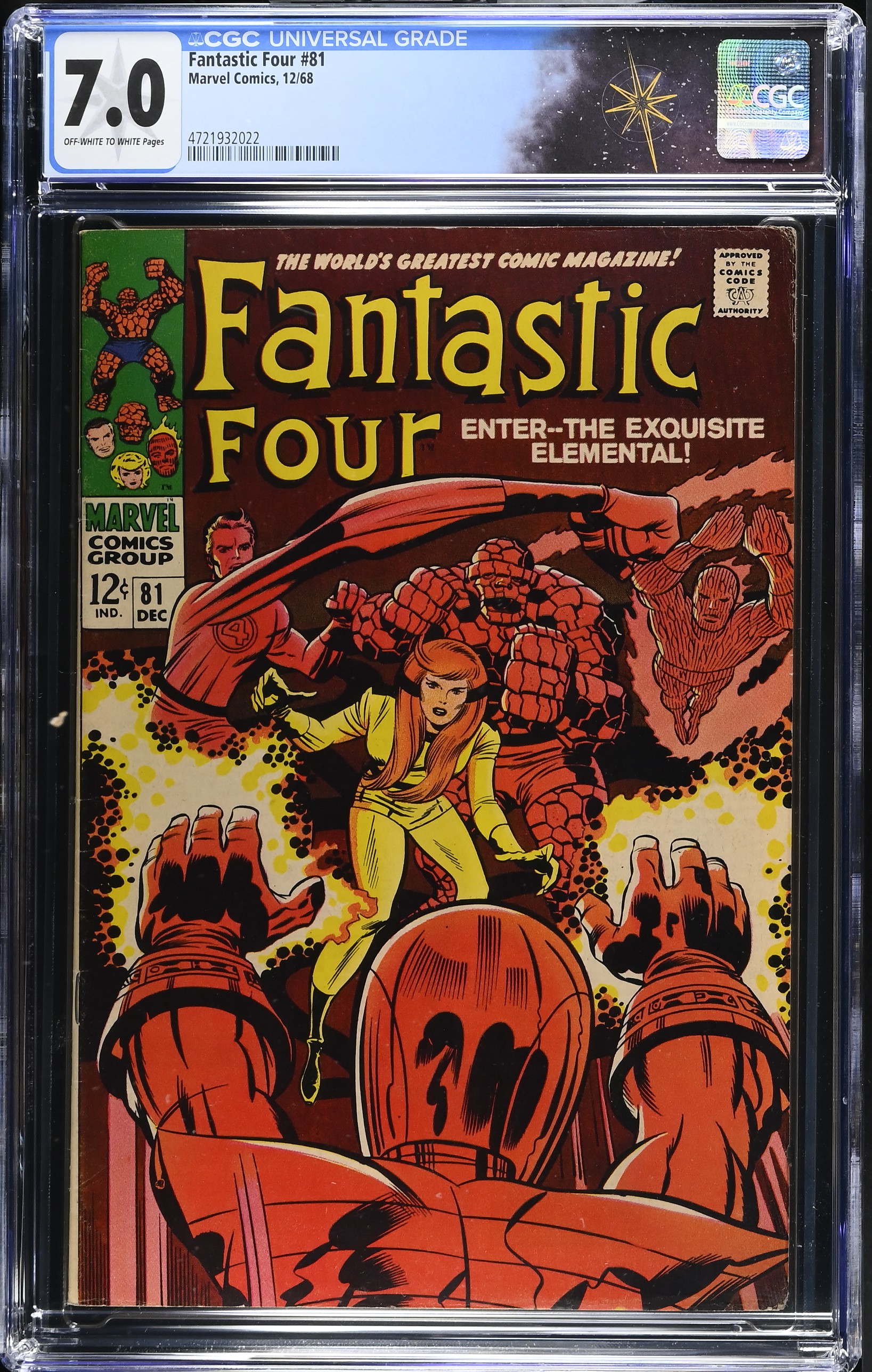 Fantastic Four #81 CGC 7.0 Crystal of the Inhuman Joins the Fantastic Four (Marvel Comics, 1968) Off-White to White Pages