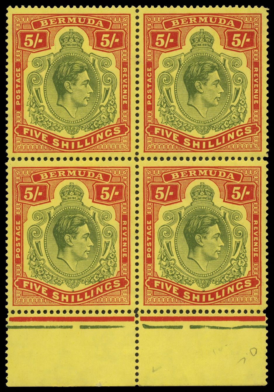 1941 5s perf 14½ line, dull yellow-green and...