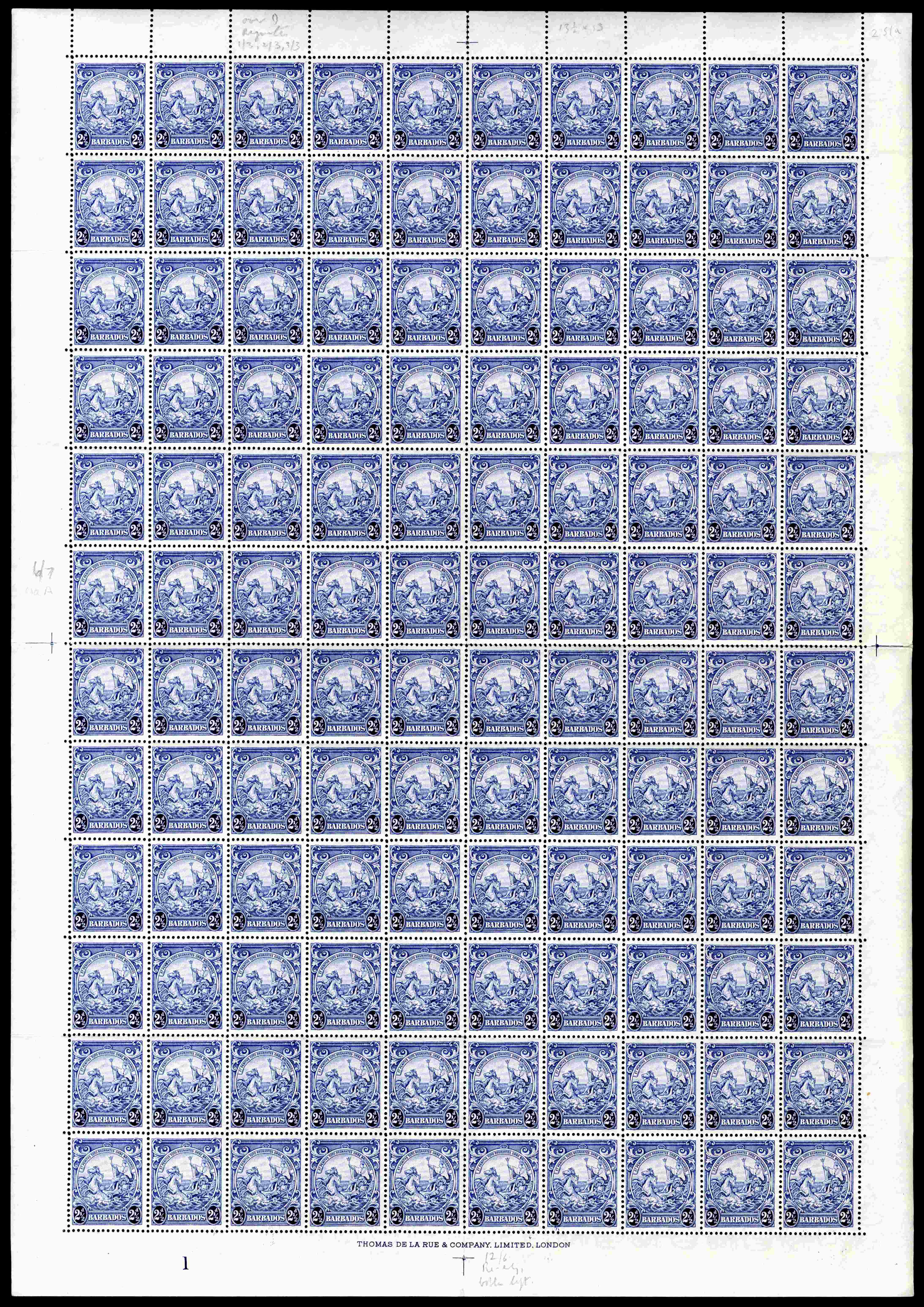 Barbados SG 251ba sheet