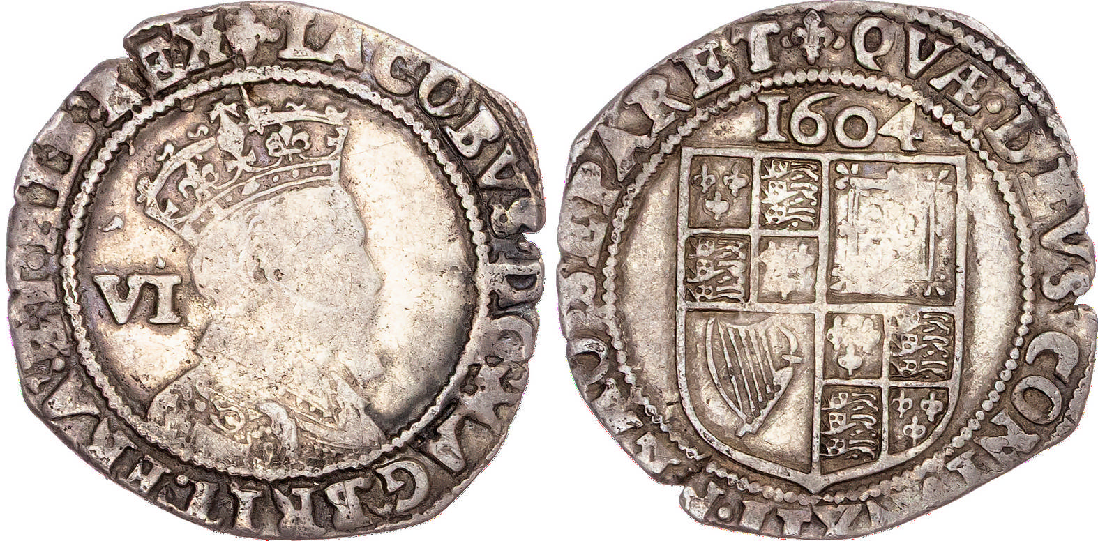 James I (1603-1625), AR Sixpence, 1604, Tower (London) mint, mm. lis.