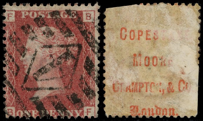 Great Britain 1867 Copestake, Moore, Crampton & Co London unofficial underprint Spec. PP49a/var