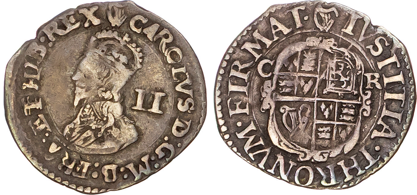 Charles I (1625-1649), AR Halfgroat, Group D, type 3.5-6, Tower mint (under King), mm. harp (1632-3).