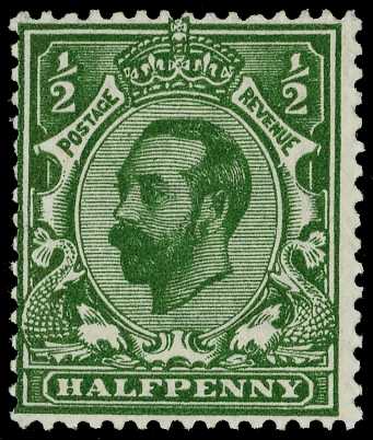 1911 1d Die B in very deep green, unmounted...