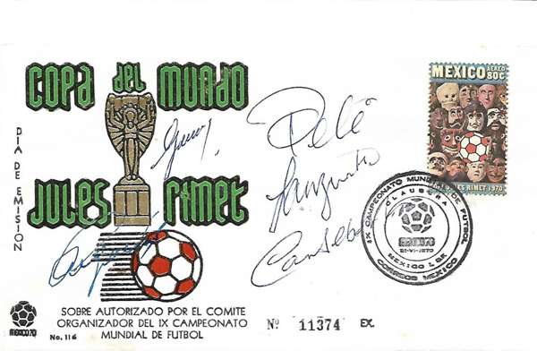 Brazil signed FDC cover “1970 Copa Del Mundo Jules Rimet", 
 autographed by five players of the winning team, often cited as the greatest ever World C