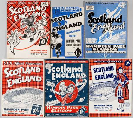 Scotland v England international programmes, all played at Hampden Park, continuous run from 1948 to 1985,
 including 10th April 1948, 15th April 1950