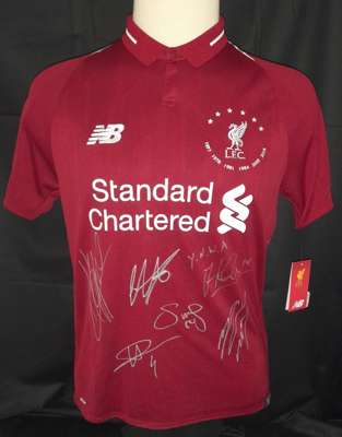 Liverpool team signed Liverpool 2018-19 Champions League winning season home jersey, 
 brand new official Liverpool FC merchandise with tags still att