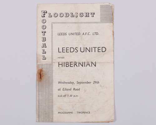 Leeds United v. Hibernian Floodlight Match programme, 1954