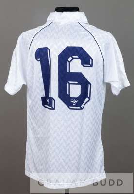 White Tottenham Hotspur no.16 substitutes home jersey, season 1987-88,
 long-sleeved with club crest and sponsor logo, reverse numbered 16
