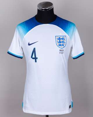 Conor Gallagher white and blue No.4 England v. Malta short-sleeved shirt, 2023