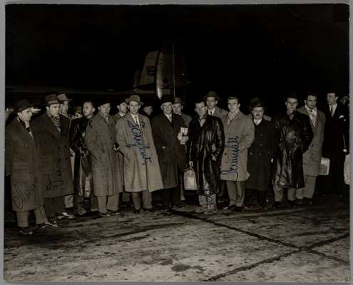 Marvellous Magyars 1956 - MTK Hungary (formerly Red Banner),
 original b&w 10 by 8in. Reuters press photograph depicting the MTK squad upon arrival at
