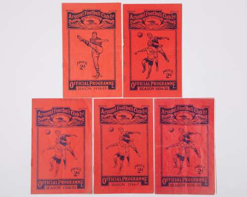 Five Arsenal v. Leeds United match programmes, 1930-38
