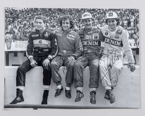 “Wall of Champions” Print Signed by Nigel Mansell, Alain Prost & Nelson Piquet