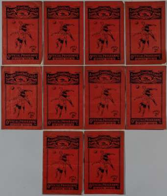 Nine Arsenal home match programmes from 1935-36, 
 comprising Manchester City, 21st September 1935, Blackburn Rovers, 5th October 1935, Preston North 