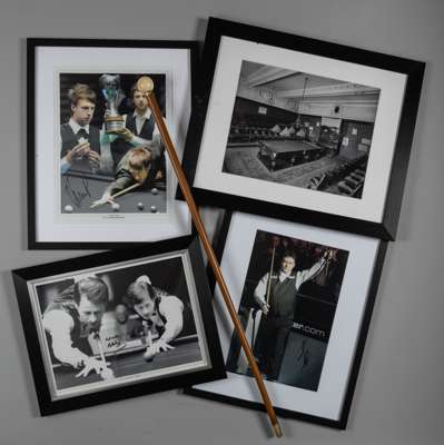 A collection of English billiards and snooker books from the early 1900s including some very rare signatures from professional and amateur players fro