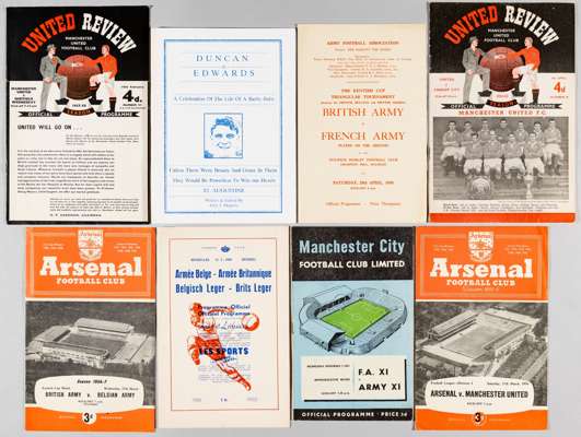 Manchester United's Duncan Edwards selection of programmes, menus and other memorabilia,
 programmes include Manchester United v Cardiff 4th April 195