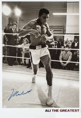 Muhammad Ali “The Greatest”, signed photograph
 authenticated by Online Authentics.com, OA-8042467, framed and glazed, 85 by 65cm overall