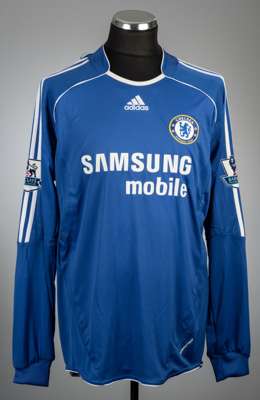 Branislav Ivanovic blue Chelsea no.2 home jersey, season 2007-08,
 Adidas, player issued long-sleeved with BARCLAYS PREMIER LEAGUE sleeve badges, club