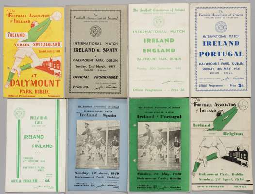 Republic of Ireland home international programmes, played at Dalymount Park, 1946-49,
 includes v England 30th September 1946; v Spain 2nd March 1947;
