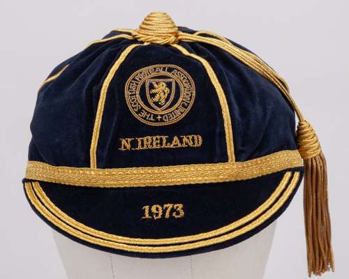 Willie Morgan blue Scotland v. Northern Ireland International cap, 1973