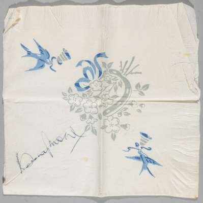 England's 1966 Bobby Moore and Jimmy Greaves autographs, 
 signed on a paper napkin, Moore in black ink and Greaves in black marker pen

 Condition fa