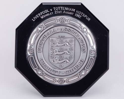 Sammy Lee a silver-mounted and bakelite Liverpool v. Tottenham Charity Shield plaque, 1982