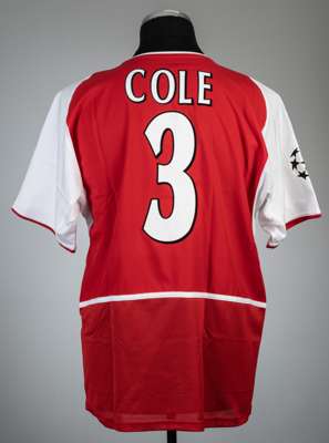 Ashley Cole red Arsenal no.3 home jersey, season 2003-04,
 Nike, short-sleeved with UEFA STARBALL sleeve badge, club crest and sponsor logo, reverse l