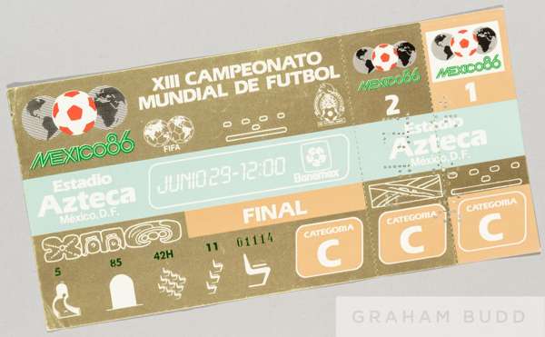 Unused ticket for the World Cup Final between Argentina and West Germany