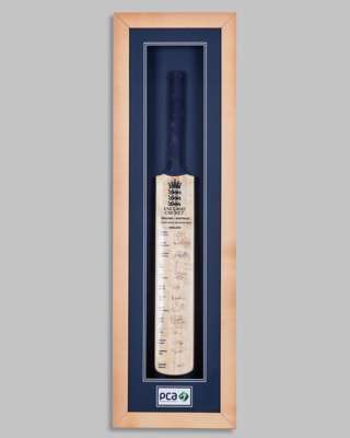 England v. Australia Investec Ashes Test Series 2013 autographed cricket bat display