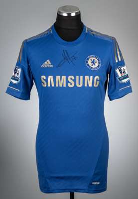 Eden Hazard signed blue Chelsea no.17 home jersey, season 2012-13,
 Adidas, player issued short-sleeved with BARCLAYS PREMIER LEAGUE sleeve badges, cl