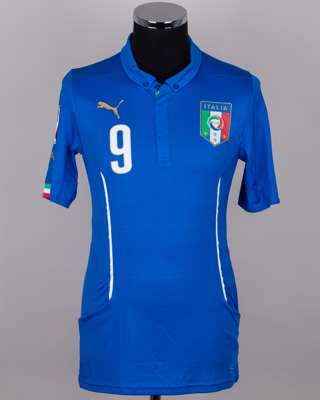Mario Balotelli blue No.9 Italy short-sleeved shirt