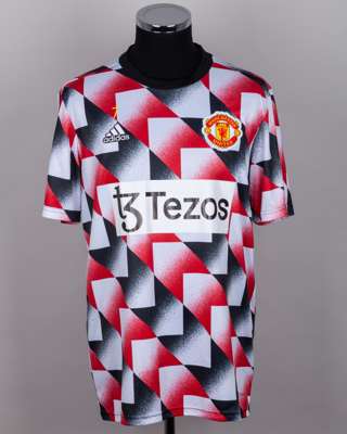 Cristian Ronaldo red, black and white Manchester United training top