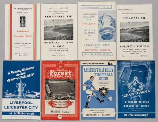 F.A. Cup semi-final programmes, 1960-70,
 believed complete with replays, includes Leicester City v Sheffield United 18/3/1961, replay 27/3/1961; Tott