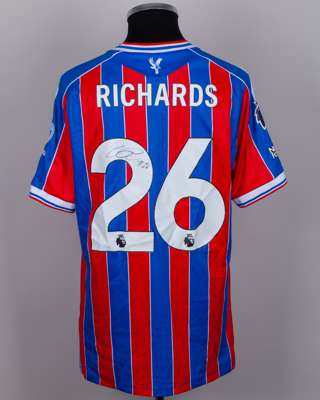 Chris Richards red and blue No.26 Crystal Palace v. Brighton match worn shirt