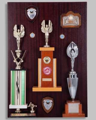 Nigel Mansell Go Karting Trophies Display