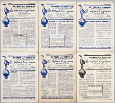 Tottenham Hotspur home programmes, seasons 1951-52 (25), 1952-53 (33), 1953-54 (32), 1954-55 (26),
 includes league, reserves, trial matches and frien