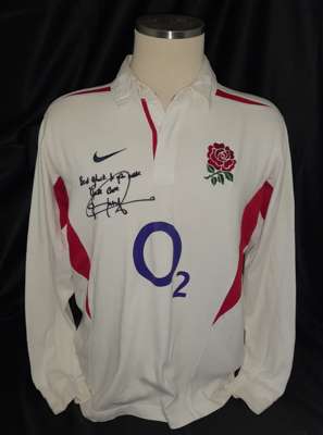 Jonny Wilkinson signed England 2003 six nations replica Rugby Shirt, 
 the tournament prior to England winning the 2003 RWC Final against Australia wi