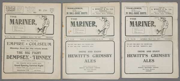 Three Grimsby Town home programmes,
 F.L. Division Two v Oldham Athletic 8th October 1927; a combined programme for the FAC3 replay v Hartlepools Unit