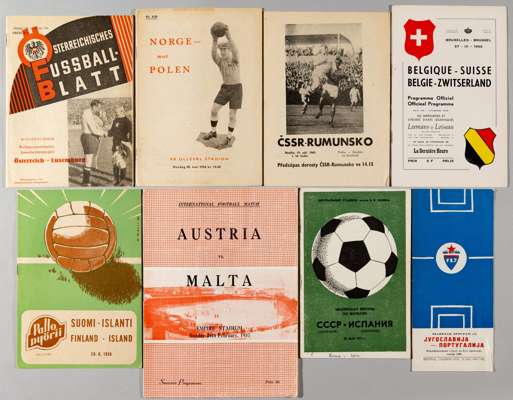 Selection of overseas international football programmes, 1950s onwards,
 including Belgium (3) v Switzerland 27th March 1960; Malta (2) v Austria 24th
