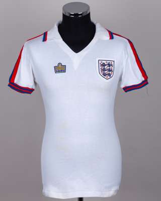 Steve Coppell white No.8 England v. Northern Ireland match worn short-sleeved shirt, 1979