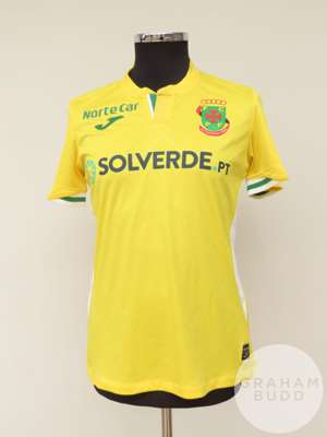 Stephen Eustaquio yellow, green and white Pacos de Ferreira no.46 shirt, 2021-22