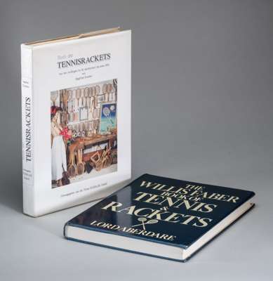 Signed copy of Siegfried Keubler’s  “Buch der Tennis Rackets” (First edition in German), 1995, 
 in plastic protector plus an excellent copy of “The W