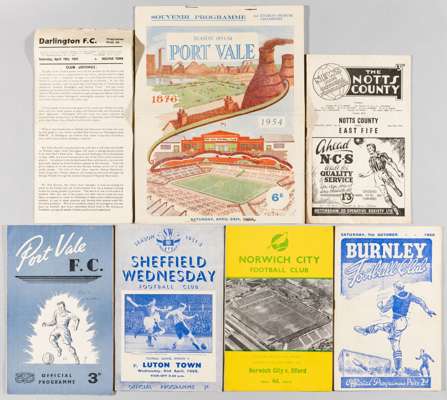 Football programme selection from 1950s, good selection of clubs with Lincoln City,
 1954-55 (8), 1955-56 (2), 1957-58 (3), 1958-59 (15), Norwich City