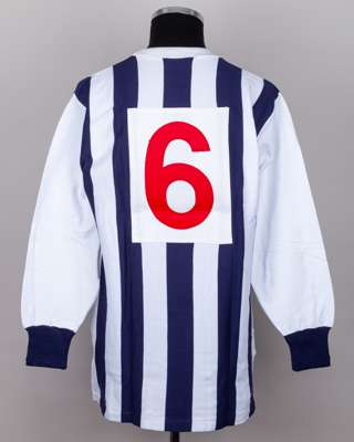 Blue and white No.6 West Bromwich Albion long-sleeved shirt, 1964-69